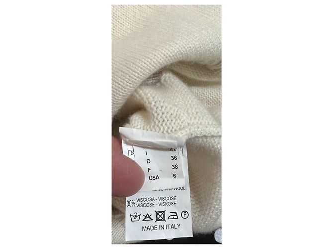 Autre Marque Katia Serafini cremefarbenes Kaschmir-Rollkragenkleid Roh - Ansicht 5