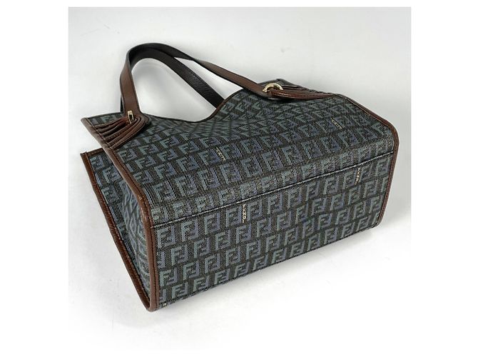 Fendi Zucchino Tote Bag Braun Grün - Ansicht 2