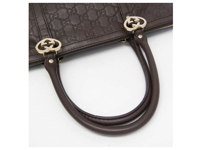 Borsa a mano in pelle marrone scuro Gucci Guccissima - vista 10