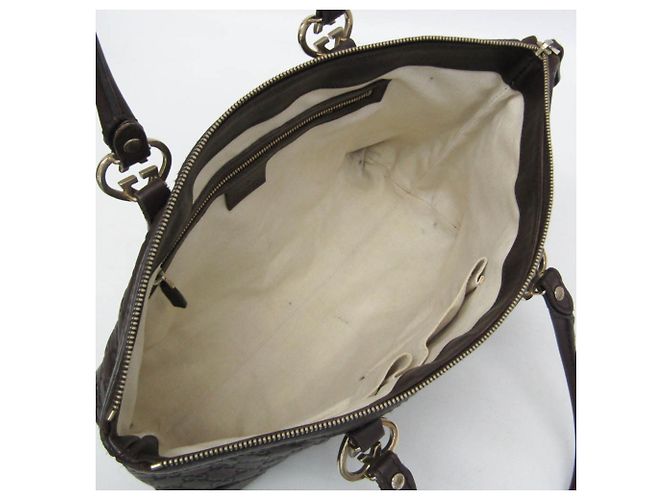 Borsa a mano in pelle marrone scuro Gucci Guccissima - vista 3