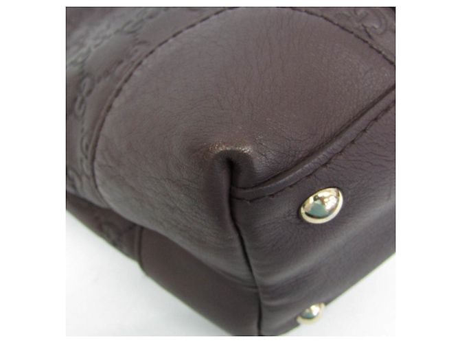 Borsa a mano in pelle marrone scuro Gucci Guccissima - vista 4