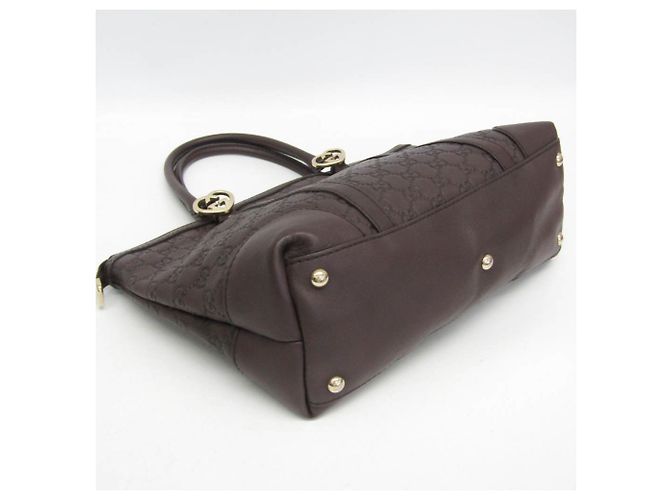 Borsa a mano in pelle marrone scuro Gucci Guccissima - vista 6