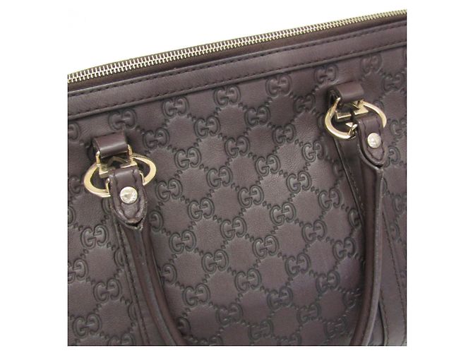 Borsa a mano in pelle marrone scuro Gucci Guccissima - vista 8