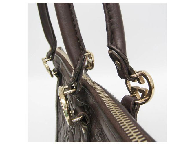 Borsa a mano in pelle marrone scuro Gucci Guccissima - vista 9