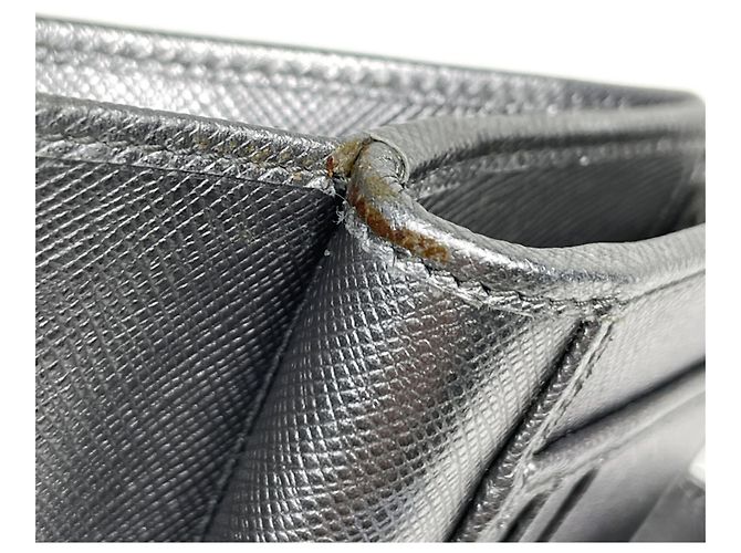 Cartera de doble pliegue en cuero Saffiano plateado Prada Plata - vista 5