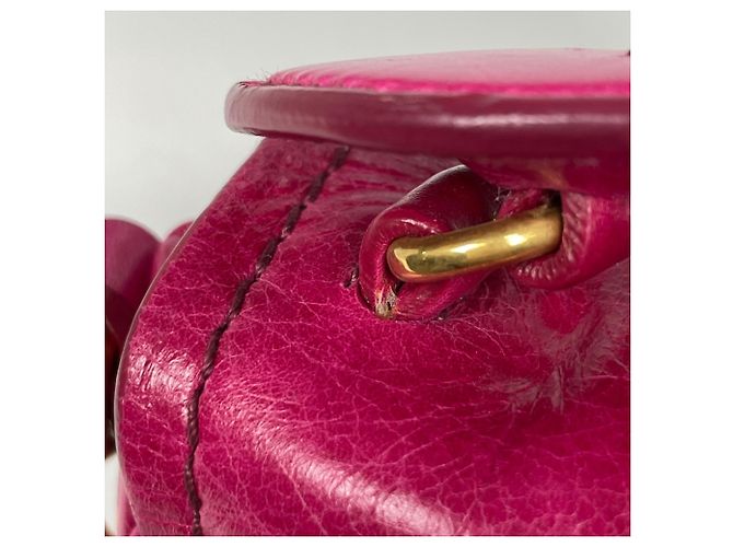 Sac à main en cuir plissé rose Prada - vue 4