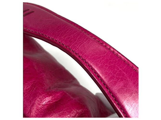 Sac à main en cuir plissé rose Prada - vue 6