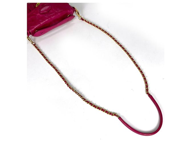 Sac à main en cuir plissé rose Prada - vue 7