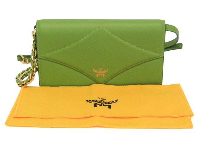 Portafoglio con catena MCM Diamond MYLEAAK01 Verde chiaro - vista 2