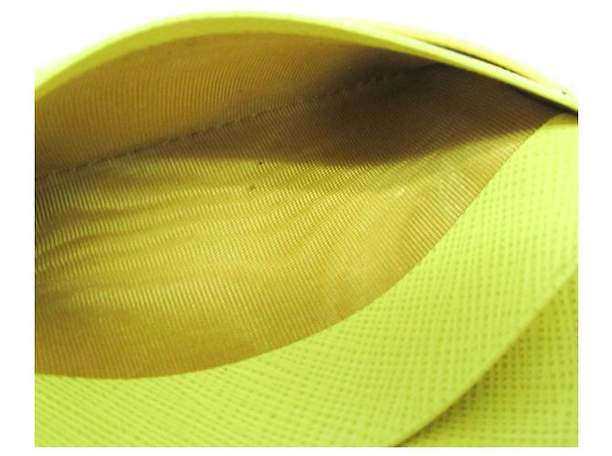 Prada Saffiano Triangle Logo Bi-Fold Wallet Yellow - view 12