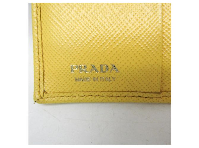 Prada Saffiano Triangle Logo Bi-Fold Wallet Yellow - view 14