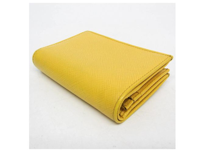 Prada Saffiano Triangle Logo Bi-Fold Wallet Yellow - view 8