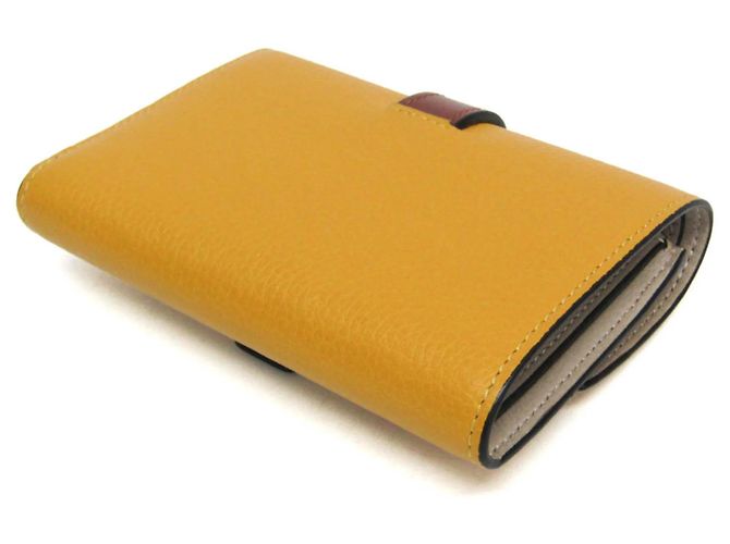 Cartera trifold Loewe de piel marrón y amarillo Castaño - vista 3