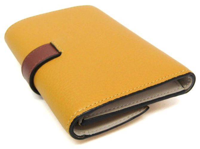 Cartera trifold Loewe de piel marrón y amarillo Castaño - vista 6