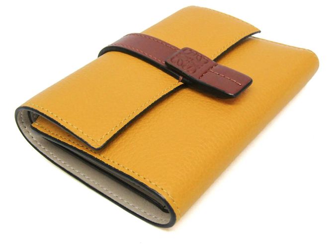 Cartera trifold Loewe de piel marrón y amarillo Castaño - vista 7