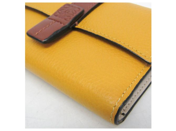 Cartera trifold Loewe de piel marrón y amarillo Castaño - vista 8