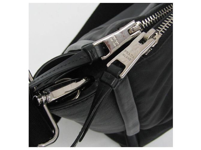 Prada Concept 1BA183 Schultertasche aus Leder und Nylon für Damen Schwarz - Ansicht 12