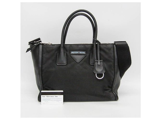 Prada Concept 1BA183 Schultertasche aus Leder und Nylon für Damen Schwarz - Ansicht 2