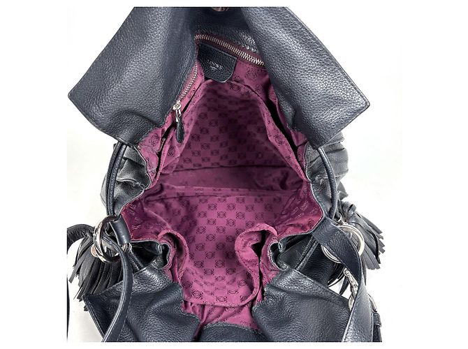Borsa a tracolla Loewe Anagram Flamenco in pelle nera Nero - vista 8