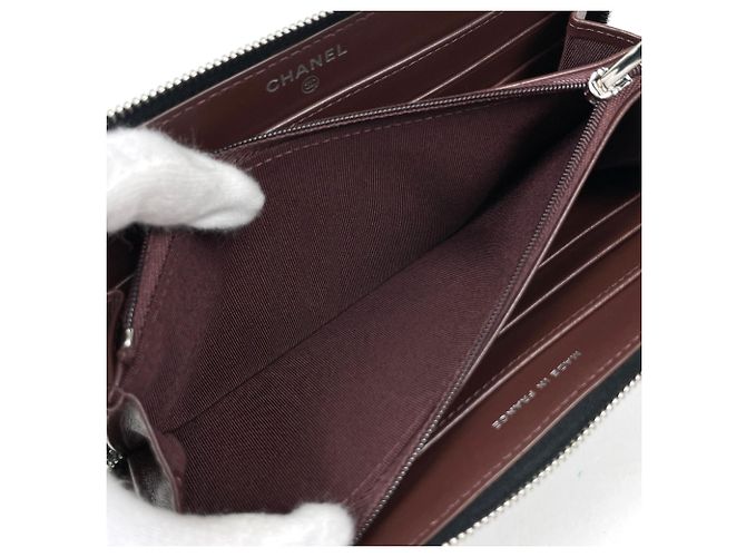 Cartera larga Chanel en piel de becerro granulada negra Negro - vista 7