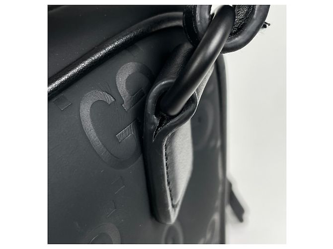 Borsa a tracolla Gucci Edge Mini in pelle con effetto gomma GG Nero - vista 4