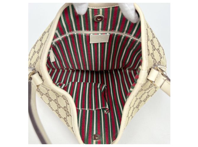 Gucci GG Canvas Schultertasche Weiß Beige - Ansicht 9