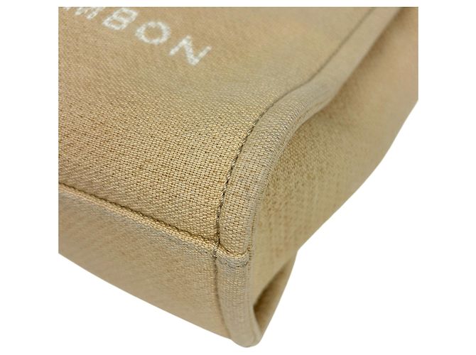 Borsa Tote Chanel Deauville Line con catena Beige - vista 3