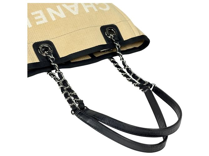 Borsa Tote Chanel Deauville Line con catena Beige - vista 7