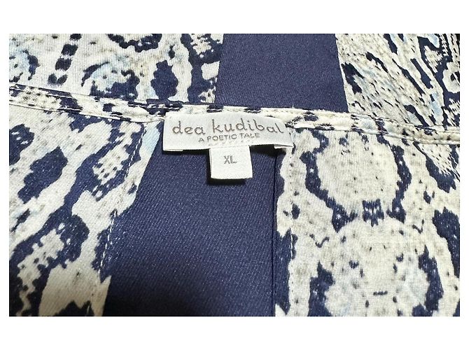 Autre Marque Dea Kudibal Seidenmischkleid "A Poetic Tale" Weiß Dunkelblau - Ansicht 7