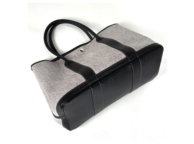 Hermès Borsa Tote Hermes Garden Party PM Marrone Nero - vista 2