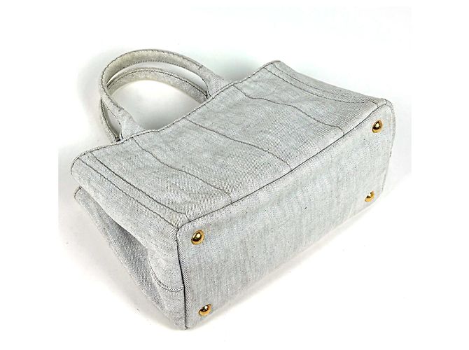 Bolsa Tote 2-Way Prada Canapa em denim Branco - vista 2