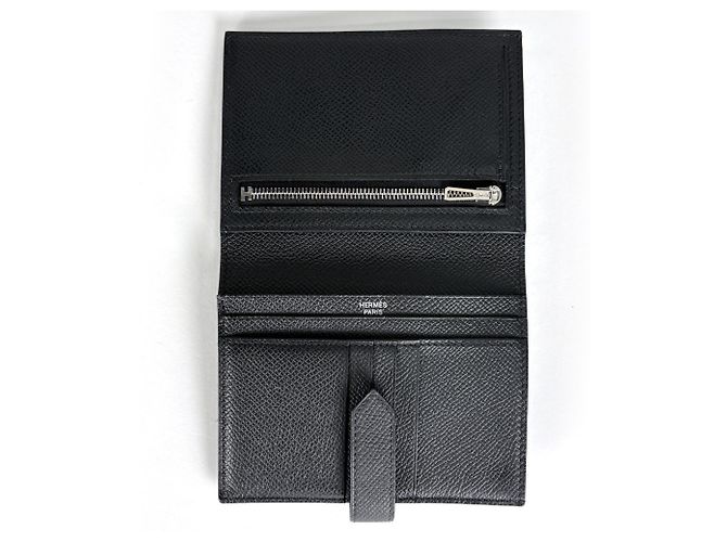 Cartera compacta de dos pliegues Hermès Bearn Negro - vista 7