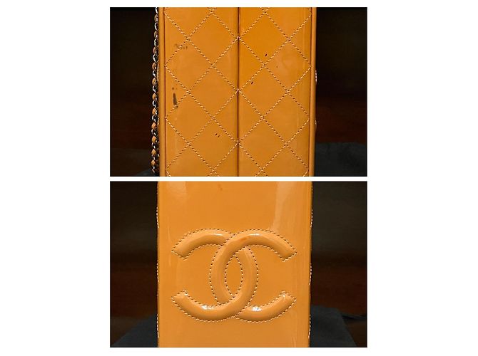 Borsa Chanel Milk Carton Arancione in pelle vernice - vista 11