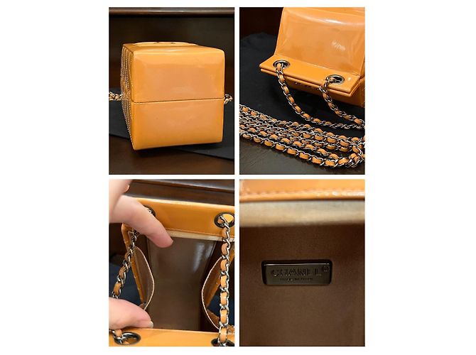 Borsa Chanel Milk Carton Arancione in pelle vernice - vista 13