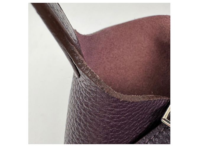 Hermès Borsa Hermes Picotin Lock Mini Bag in Raisin Bordò - vista 7