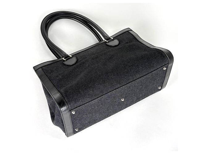 Borsa tote in denim nero Christian Dior - vista 2
