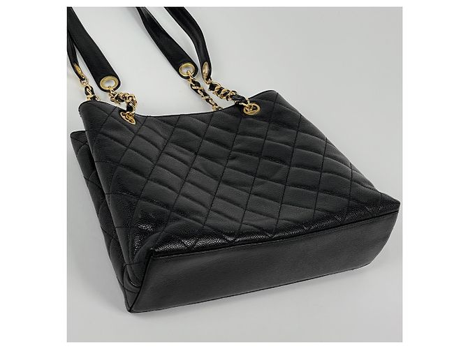 Borsa Tote Chanel in pelle di vitello martellata nera Nero - vista 2