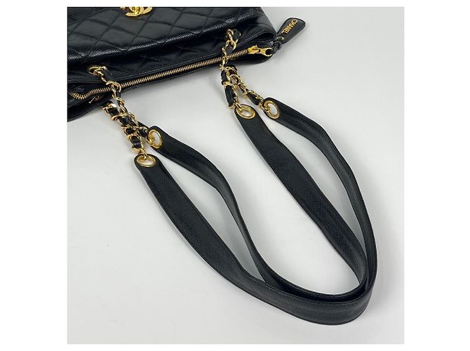 Borsa Tote Chanel in pelle di vitello martellata nera Nero - vista 4
