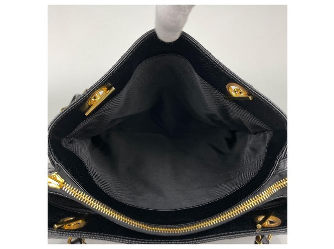 Borsa Tote Chanel in pelle di vitello martellata nera Nero - vista 5