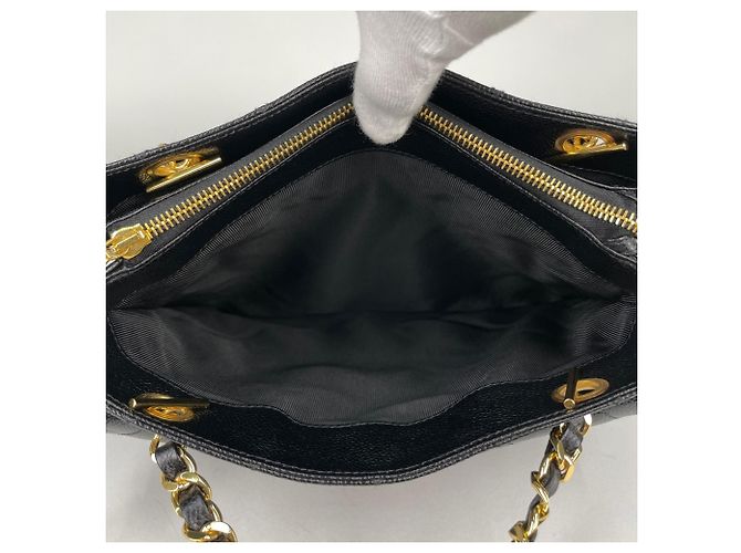 Borsa Tote Chanel in pelle di vitello martellata nera Nero - vista 7
