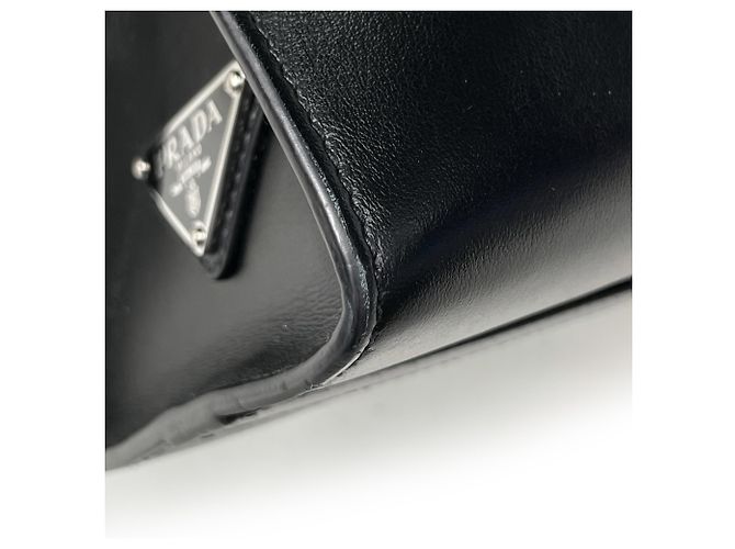 Borsa Tote in pelle nera Prada Nero - vista 3