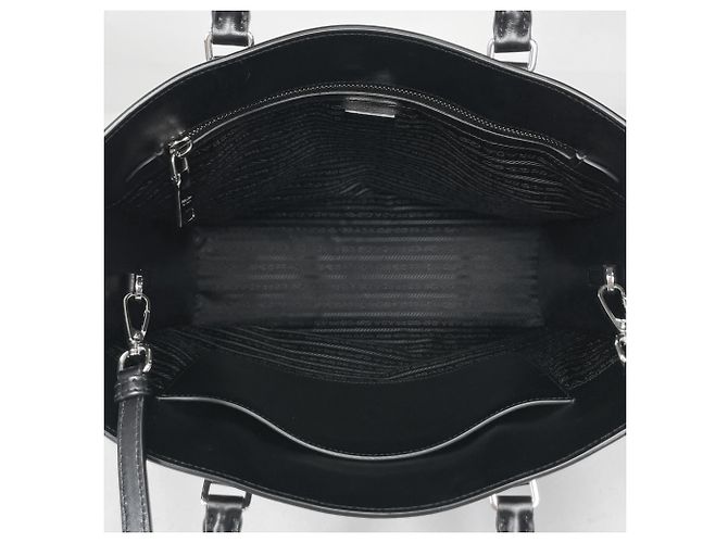 Borsa Tote in pelle nera Prada Nero - vista 8