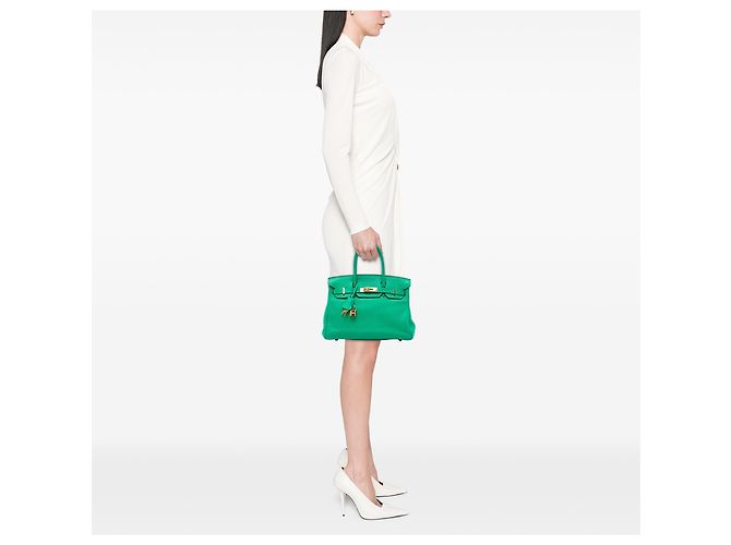 Hermès Green Clemence Birkin Retourne 30 D'oro Verde - vista 6
