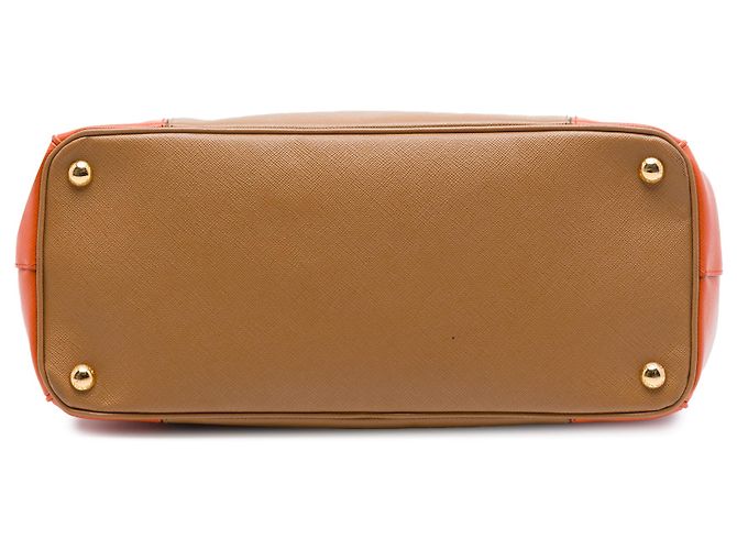 Borsa Prada Brown Medium Bicolor Saffiano Lux Galleria Double Zip Marrone - vista 3