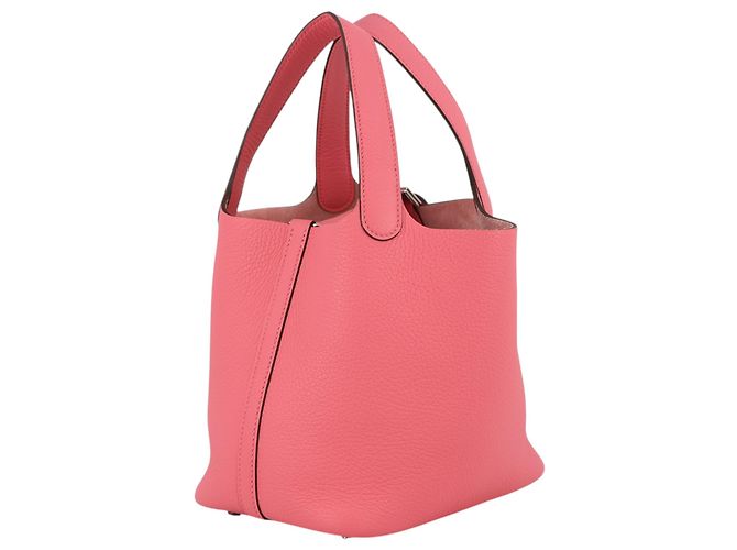 Hermès Picotin Lock 18 in pelle Clemence rosa - vista 2