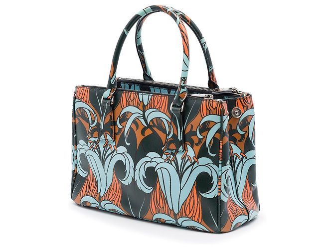 Prada Black Small Saffiano Lux Galleria Lily Print Double Zip Satchel - Ansicht 2