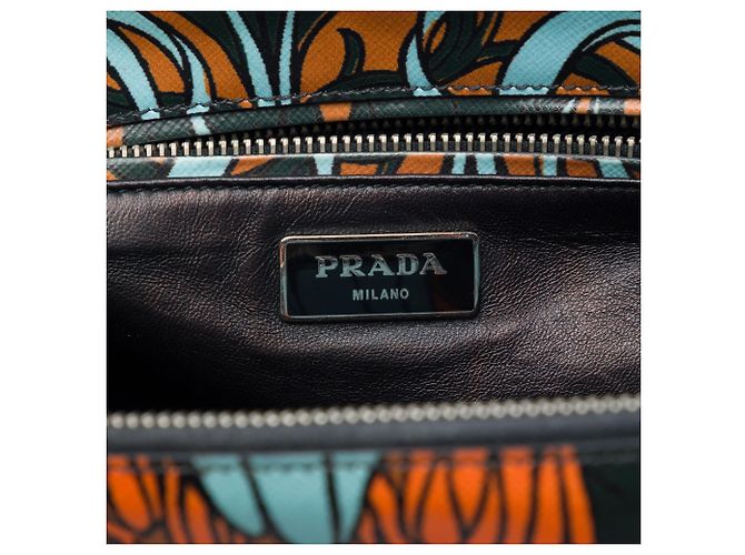 Prada Black Small Saffiano Lux Galleria Lily Print Double Zip Satchel - Ansicht 5