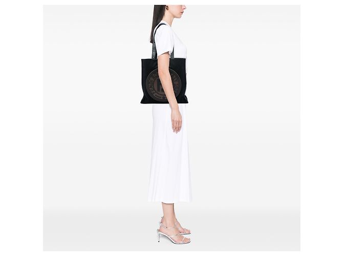 Fendi Black Canvas Logo Patch Tote Schwarz - Ansicht 5
