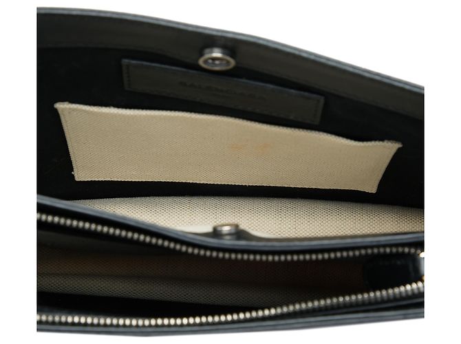 Pochette a tracolla Balenciaga in tela marrone e blu navy Beige - vista 4