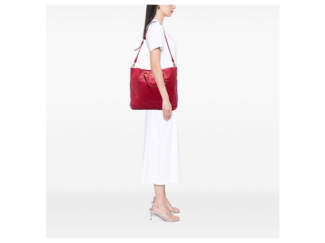 Tote Open Convertible rosso in Vitello Daino Prada - vista 6